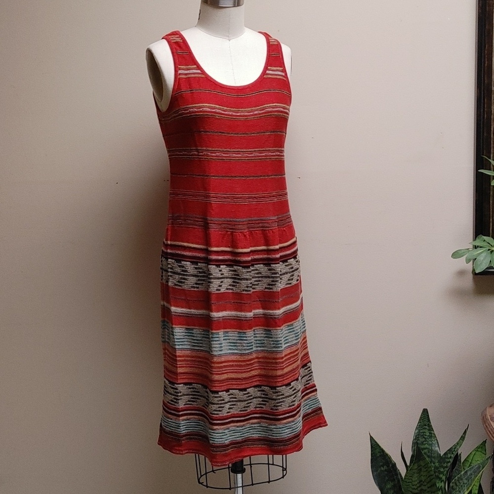 Peruvian Connection Cotton Knit Sleeveless Dress in Rust - Picture 8 of 16